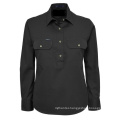 Women Half Button Long Sleeves Double Pocket Workshirts